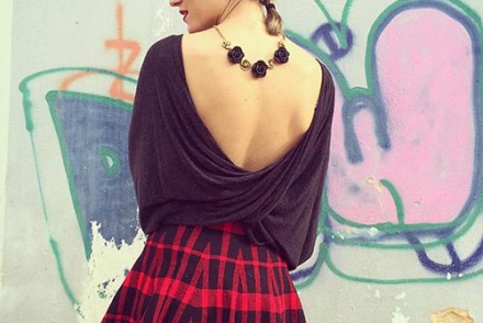 1. tartan skirt girly look e-outfit